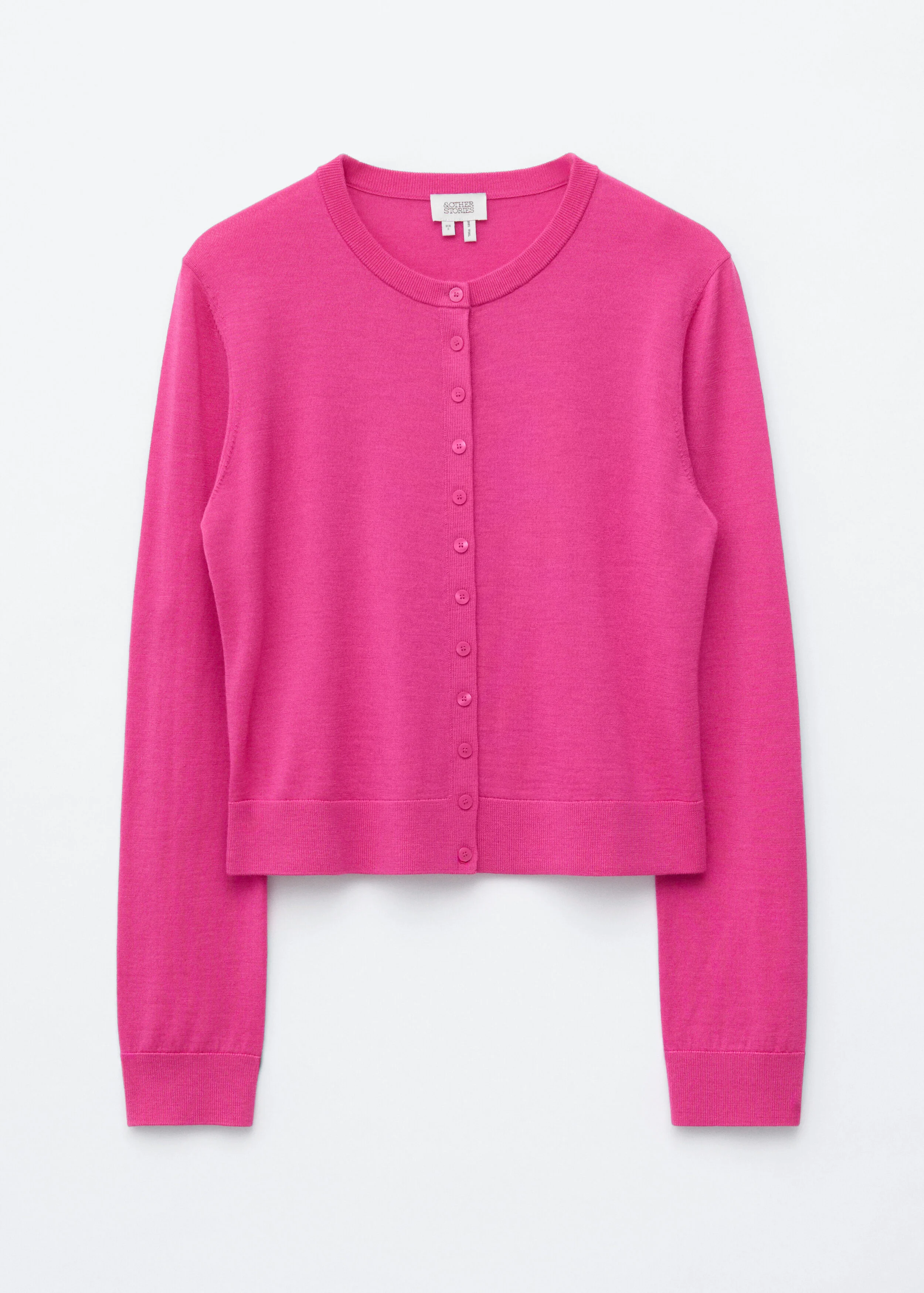 Plain-Knit Wool Cardigan - 1