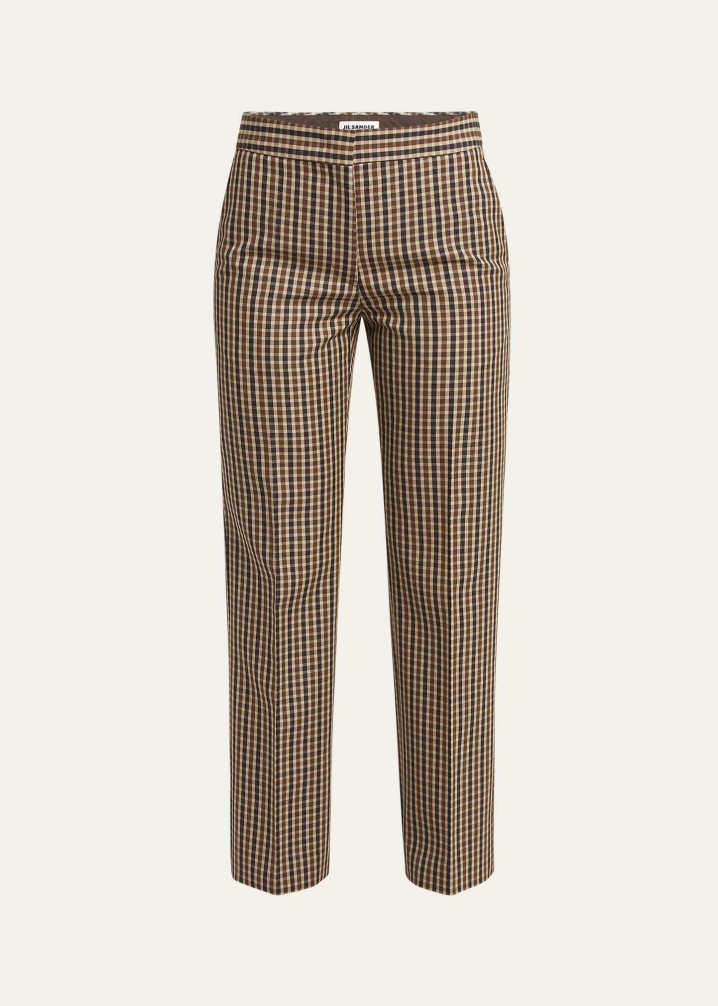 Gingham Cropped Wool Tailored Pants - 1