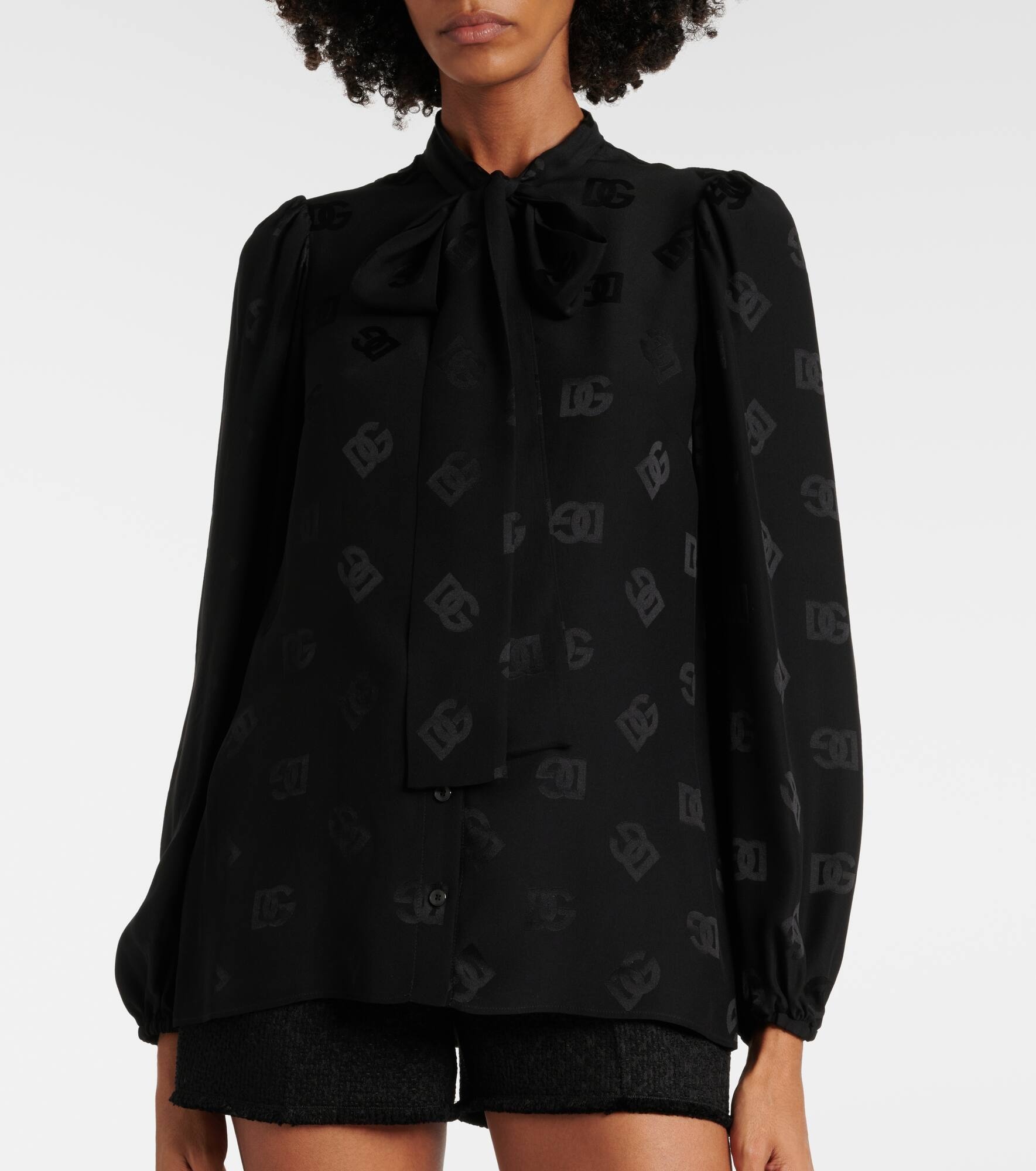 DG bow-detail silk blouse - 6