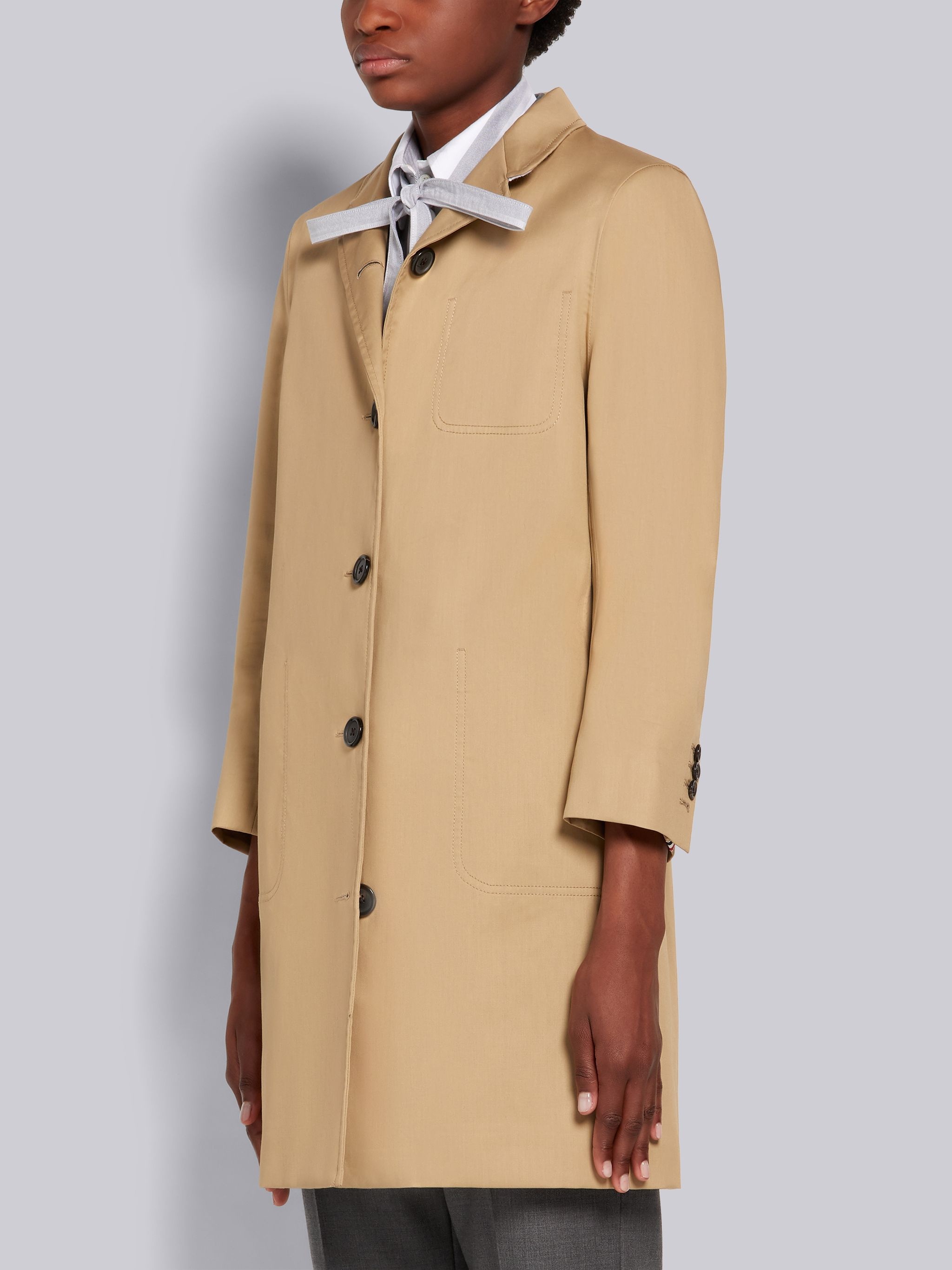 Khaki Cotton Mackintosh High Break Overcoat - 2