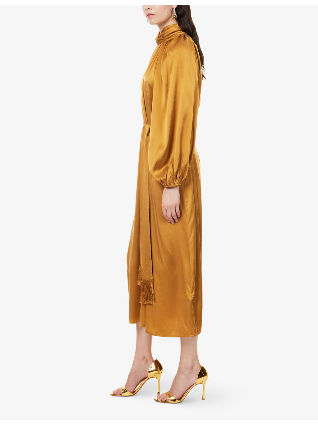 Hypnotic Twist Sheath Silk Midi Dress - 3