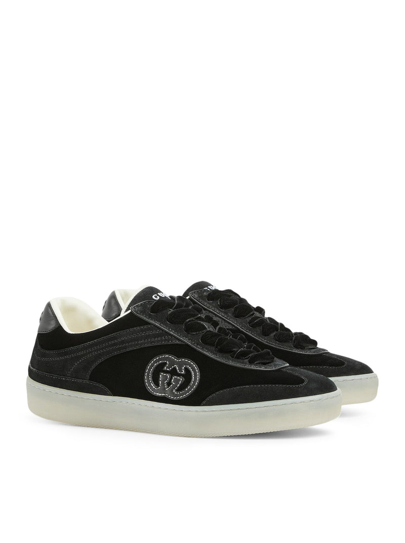 Gucci Women Black Velvet Sneakers - 3