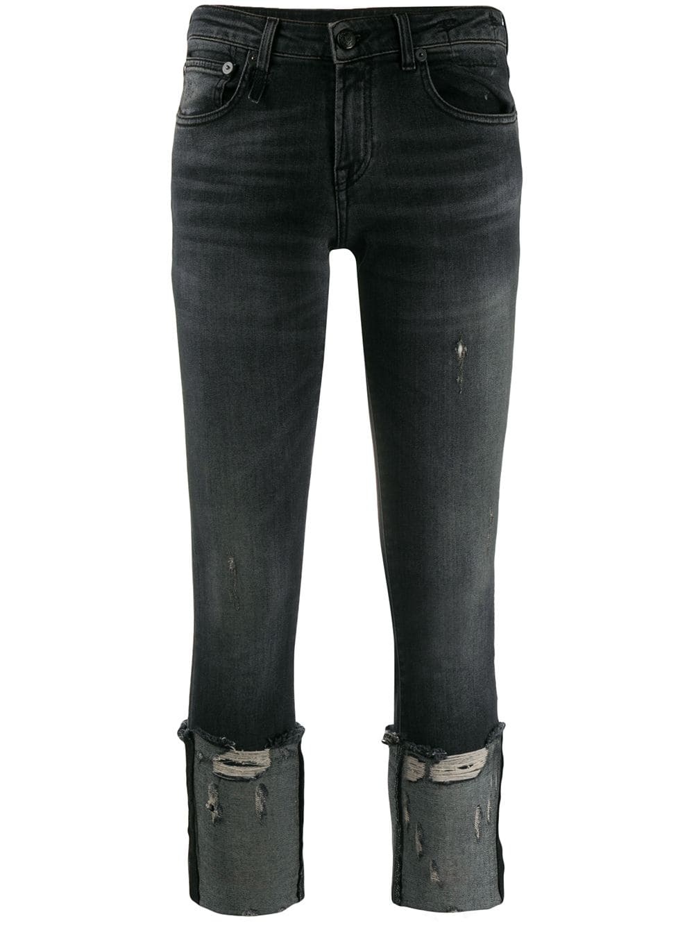 cropped and distressed skinny fit jeans - 1