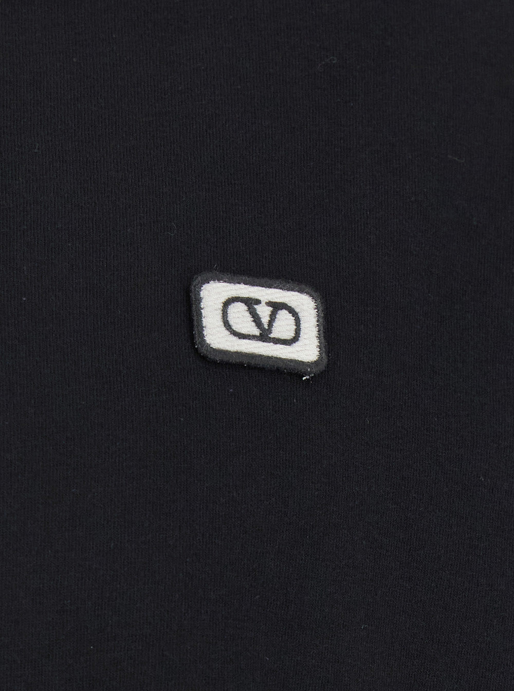 Valentino Men Black Crewneck T-Shirt With Logo Patch On The Front In Cotton Man - 3