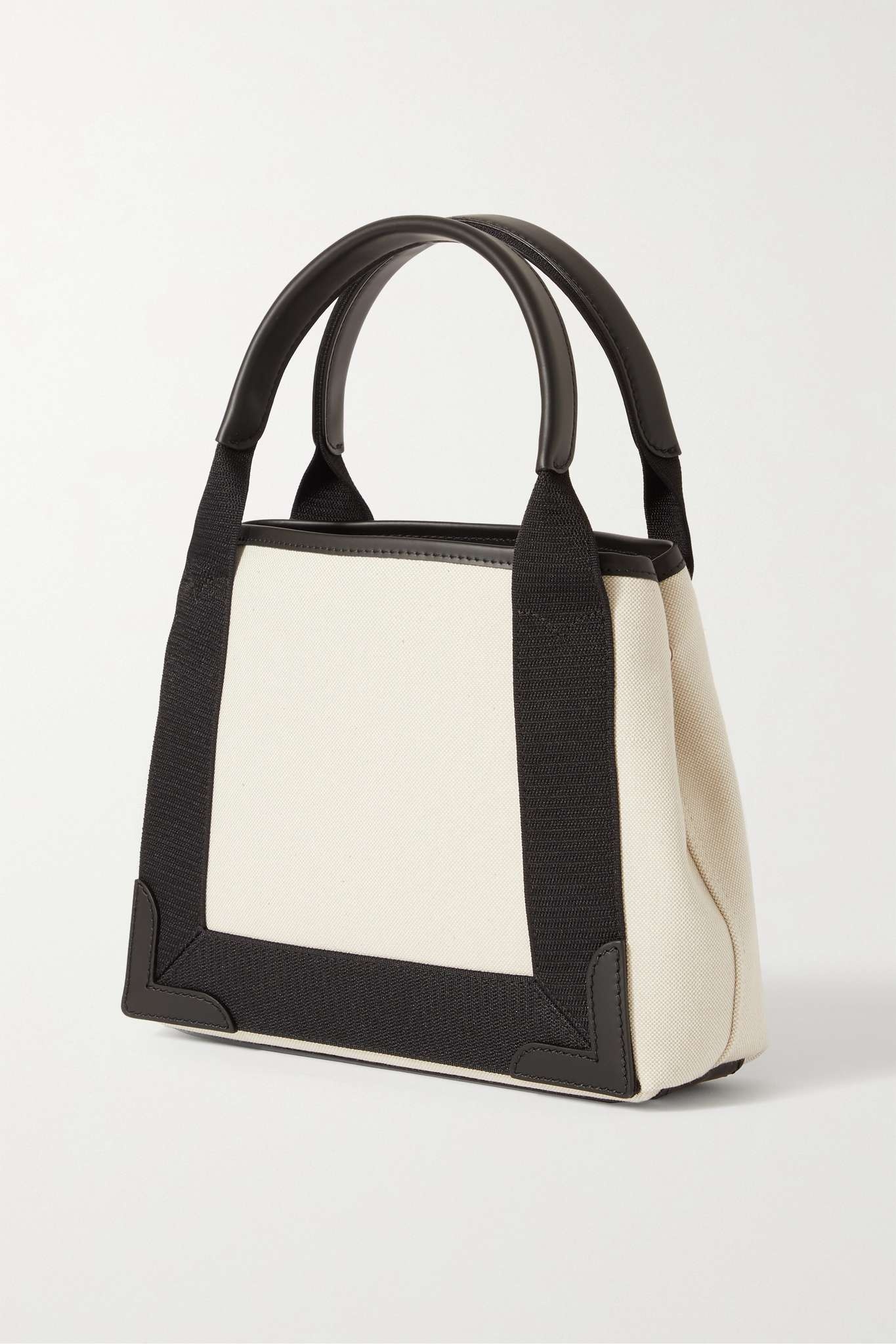 Navy Cabas small leather-trimmed printed canvas tote - 3