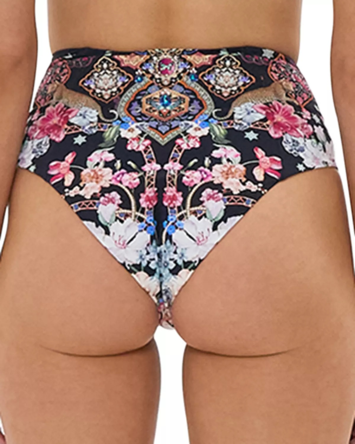 High Waist Floral Print Bikini Bottoms - 2