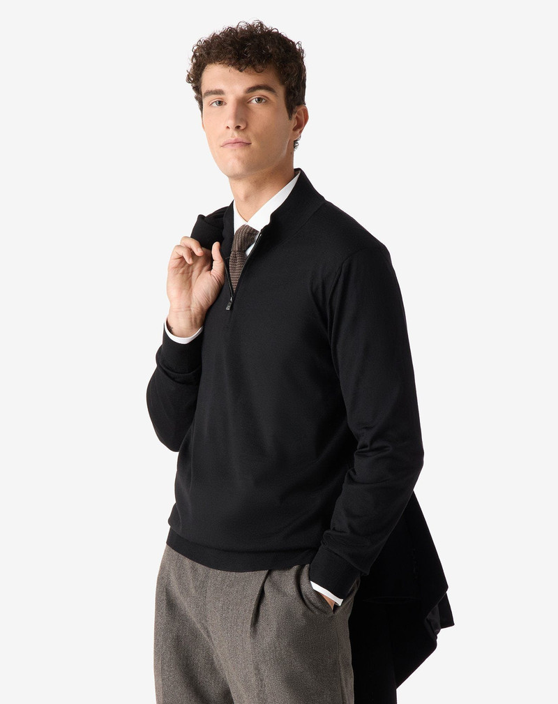 CORNELIANI Black ultra-fine 120's wool turtleneck outlook