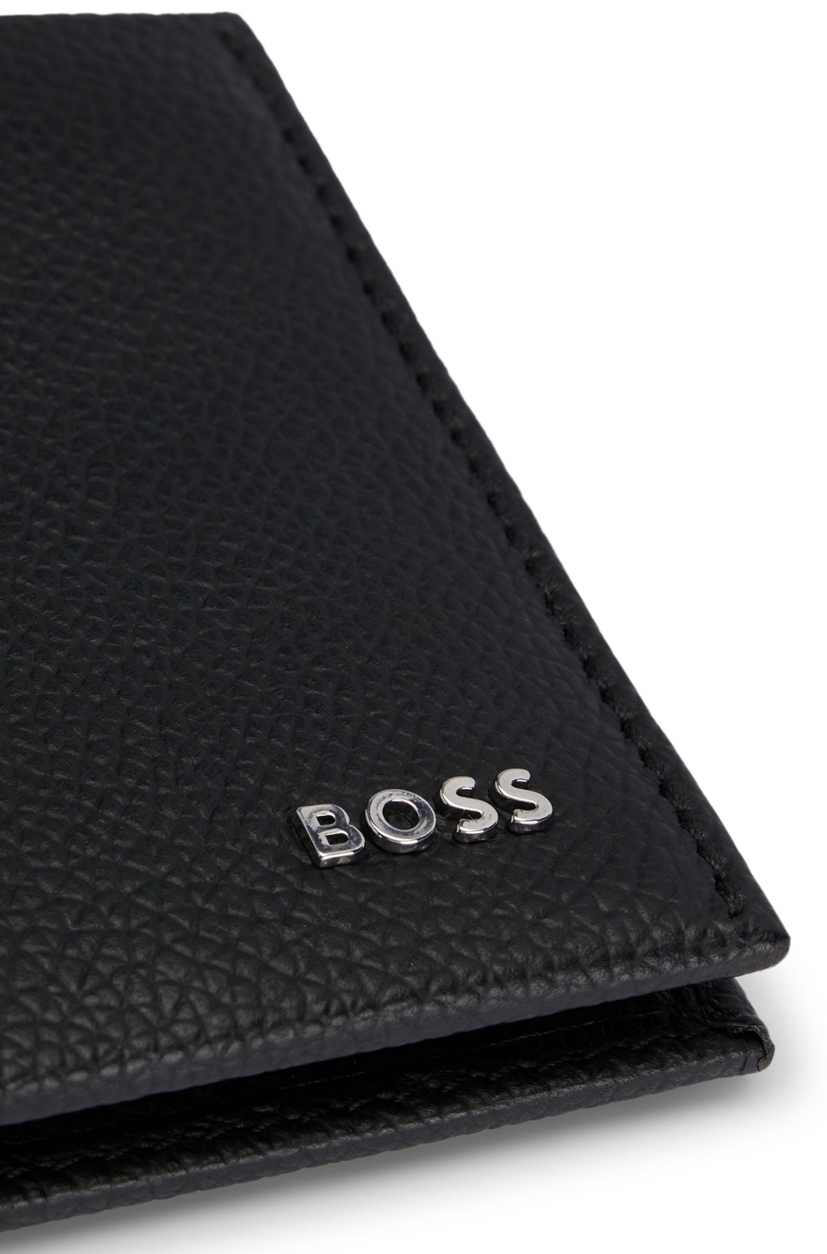 GRAINED-LEATHER WALLET WITH SILVER-TONE LOGO LETTERING - 3