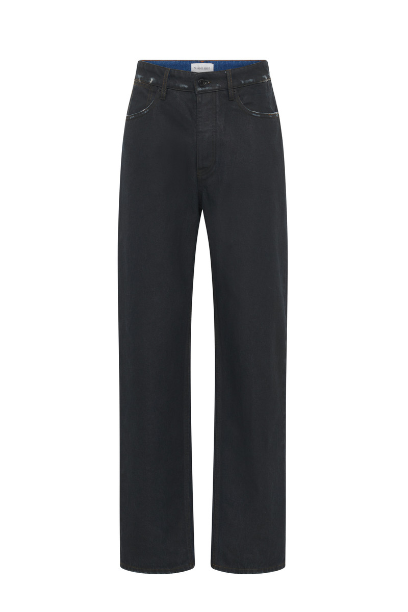 MOON WAXED DENIM STRAIGHT JEANS 1