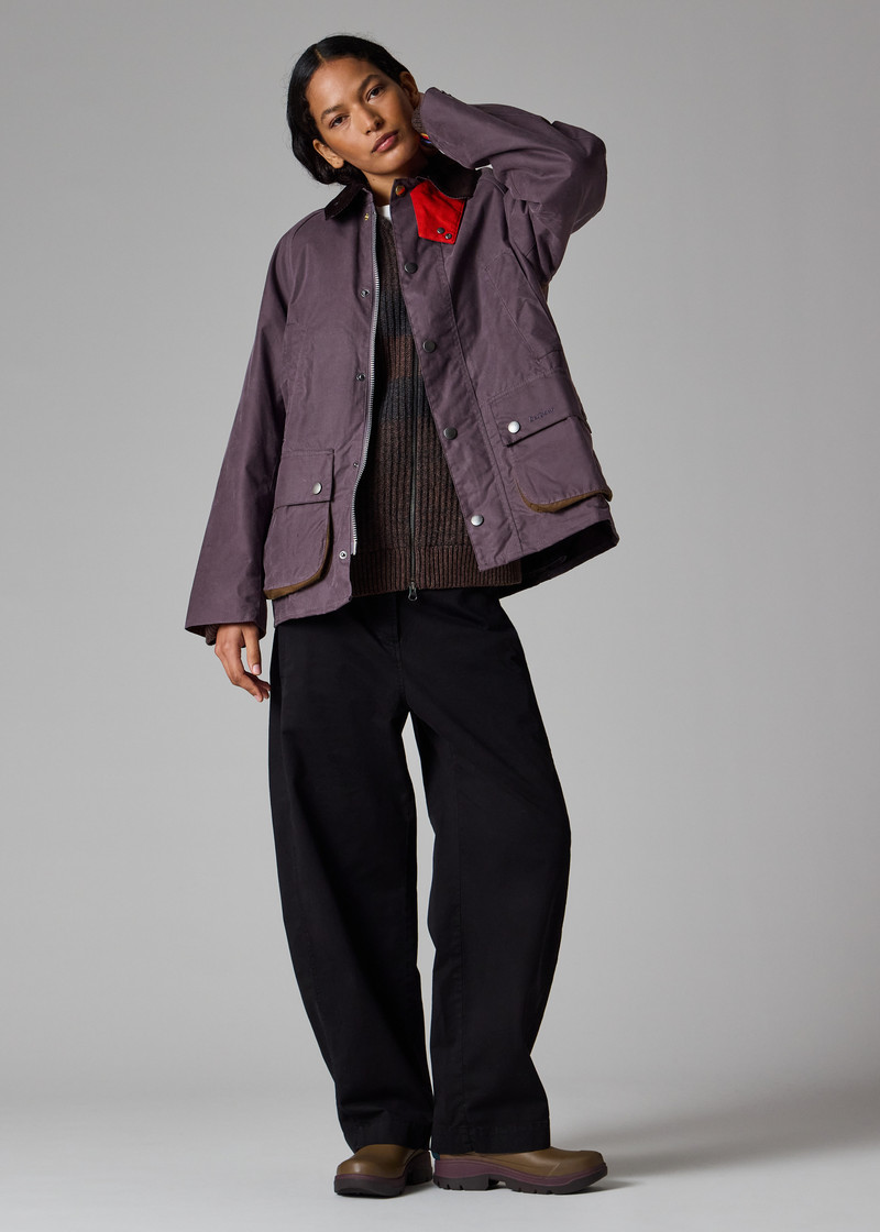 Paul Smith loves Barbour - Grey Lilac Oversized Bedale Wax Jacket 13