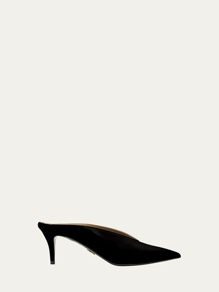 60mm Brushed Pointed-Toe Mules - 1