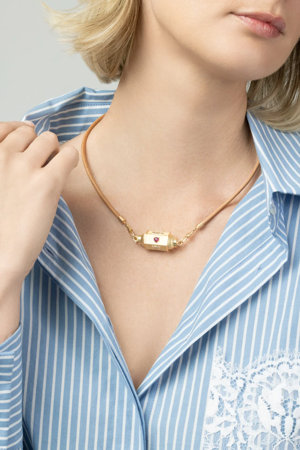 Love You Locket Leather Necklace - 1