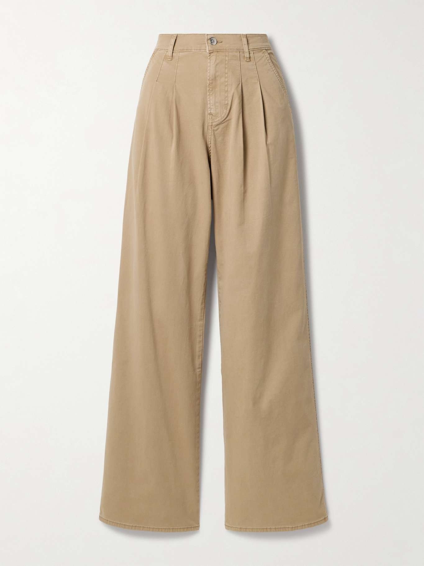 Mia pleated cotton-blend twill wide-leg pants - 1