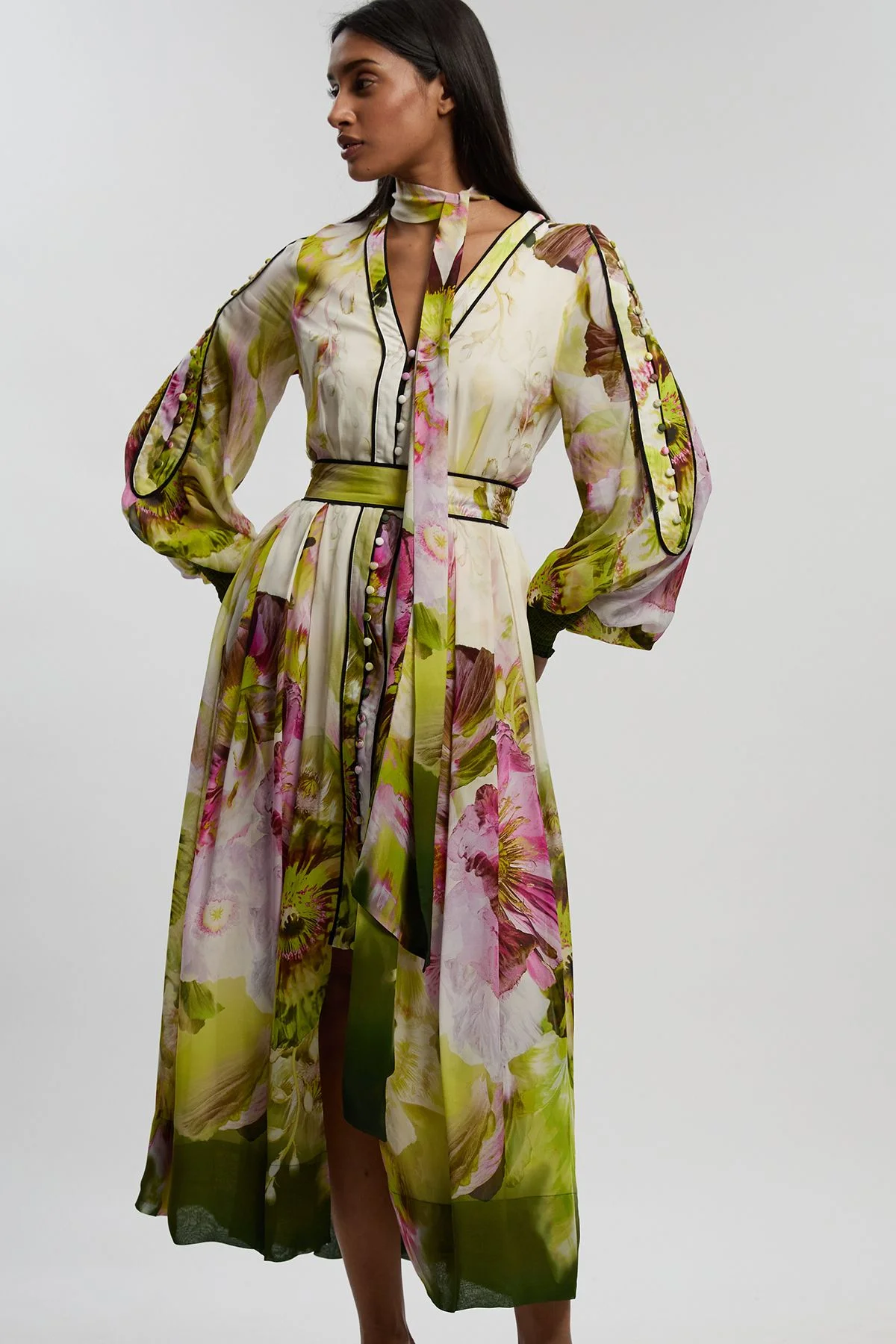 Viscose Floral Print Woven Maxi Dress - 1