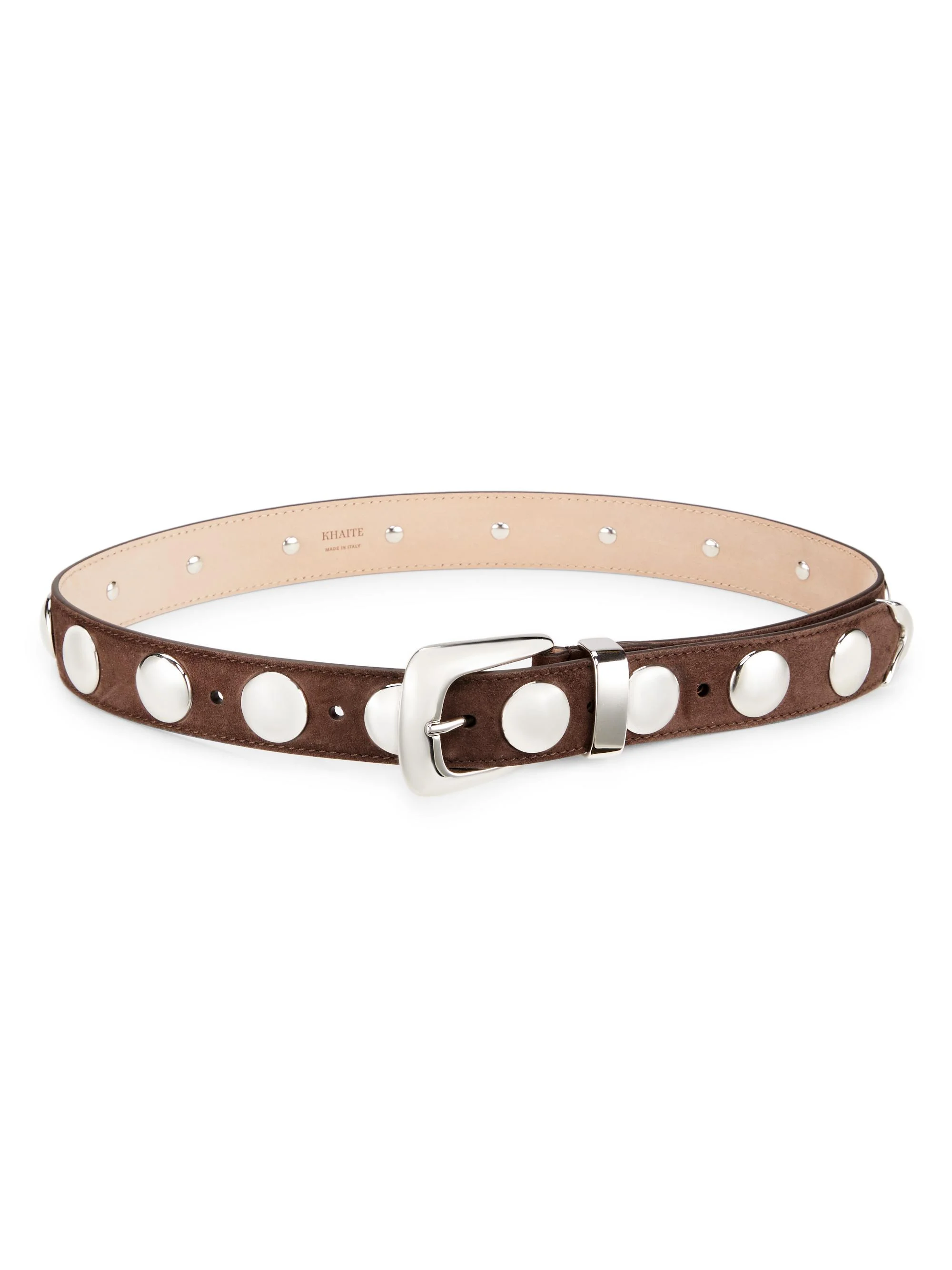 Women's Benny Studded Suede Belt - Coffee - 1