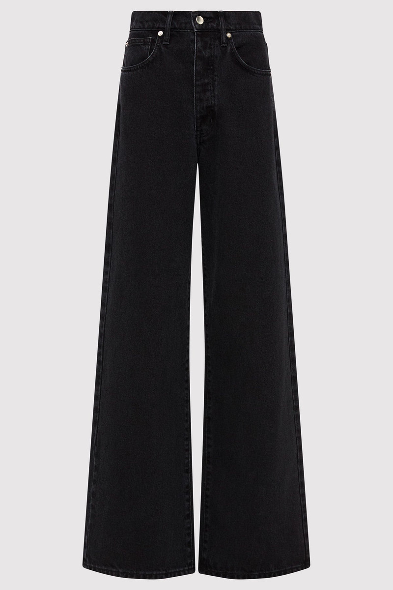 Mid Rise Wide Leg - Washed Black 1