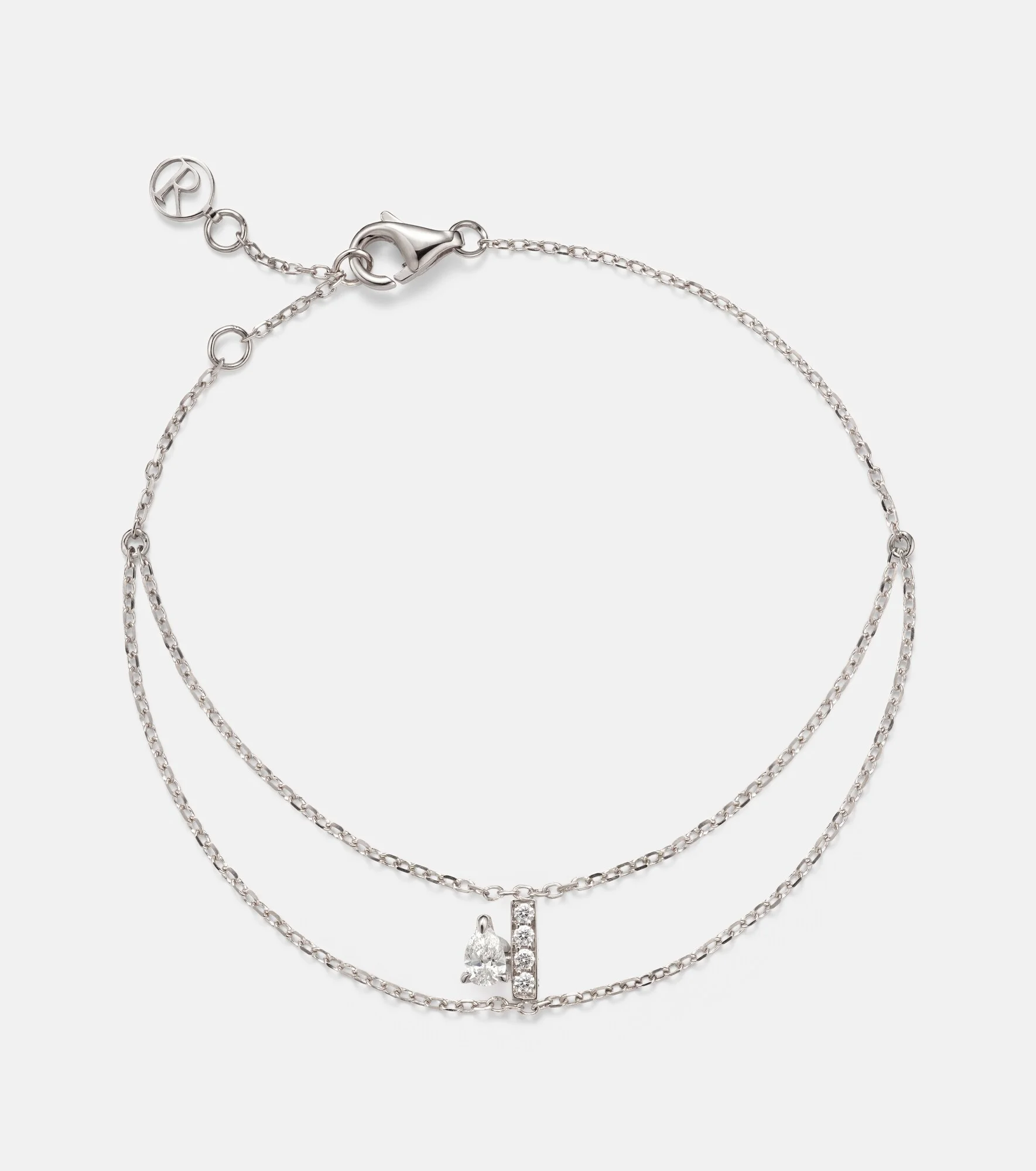 Letters 18kt white gold bracelet with diamonds - 1