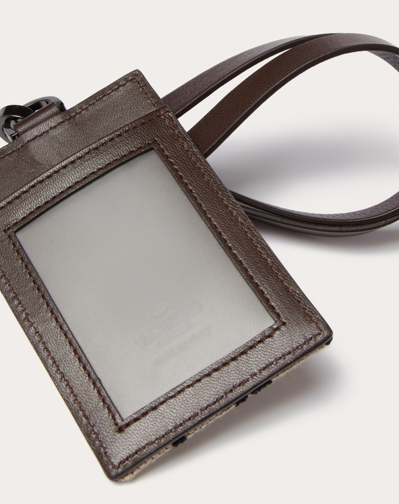 Valentino VERTICAL CARDHOLDER IN TOILE ICONOGRAPHE WITH LEATHER DETAILS outlook