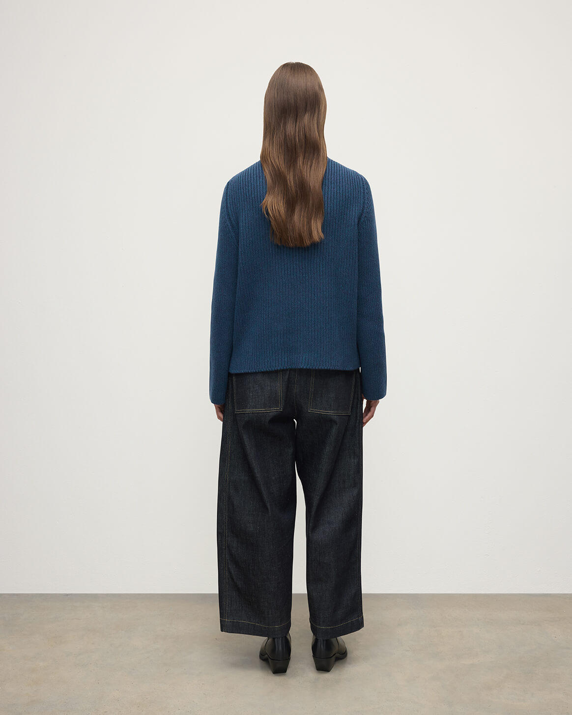 Roll-Collar Navy Cashmere Jumper - 4
