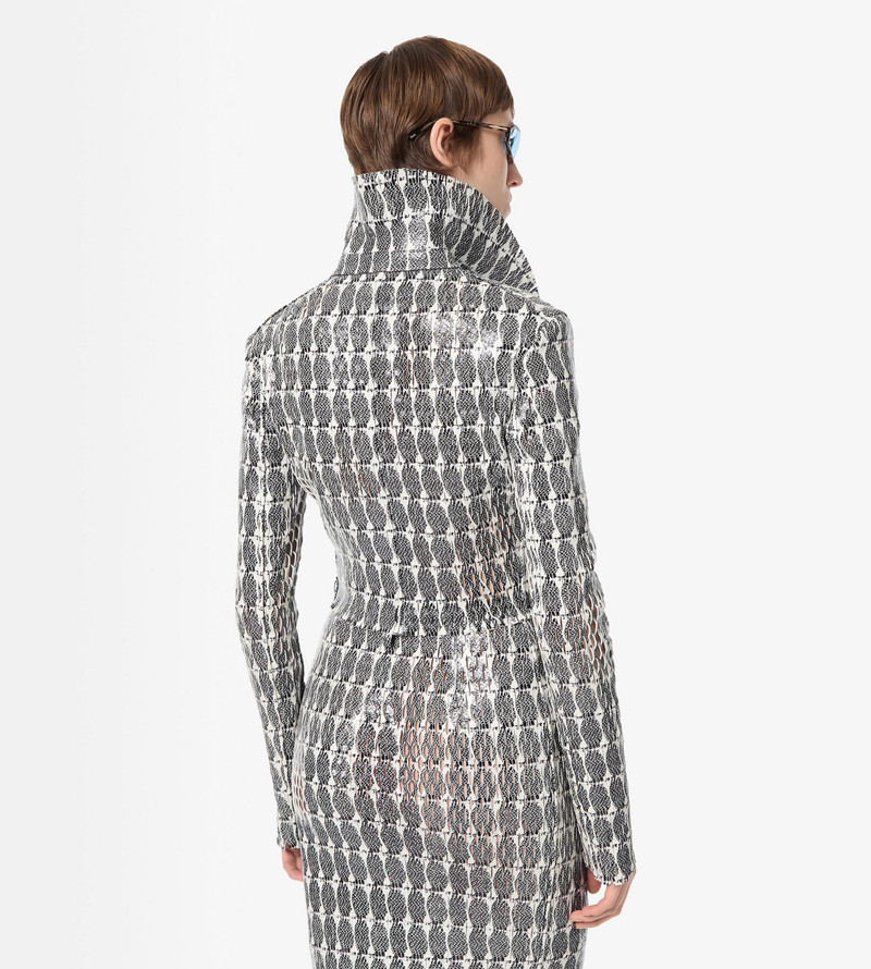PRINTED PERFORATED LEATHER DOUBLE BREASTED JACKET 4