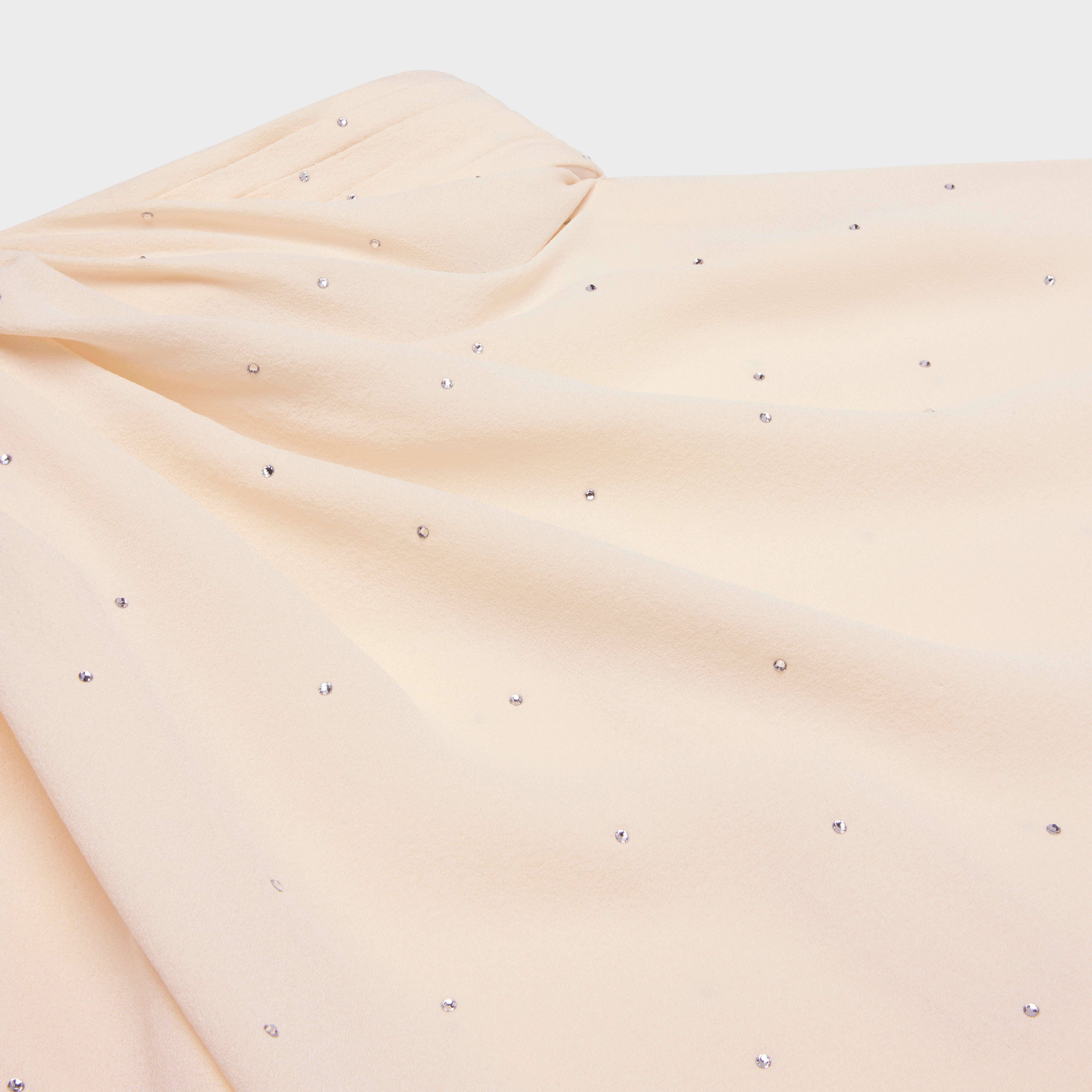 draped neck blouse with rhinestones in lightweight sablé - 3
