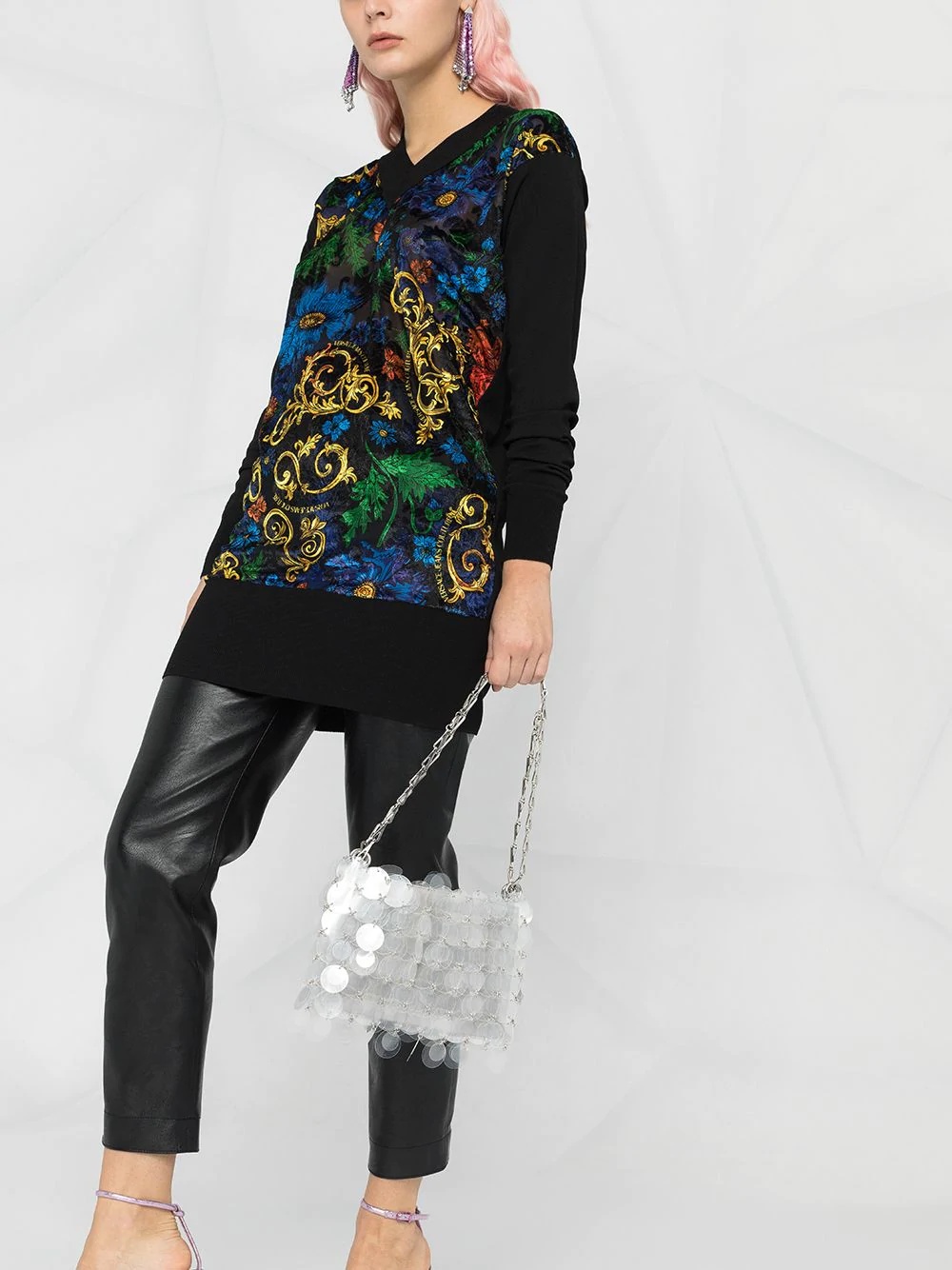 V-neck baroque print sweater - 5