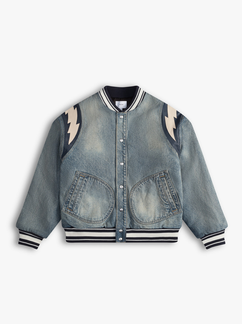 DENIM LIGHTING VARSITY JACKET - 1