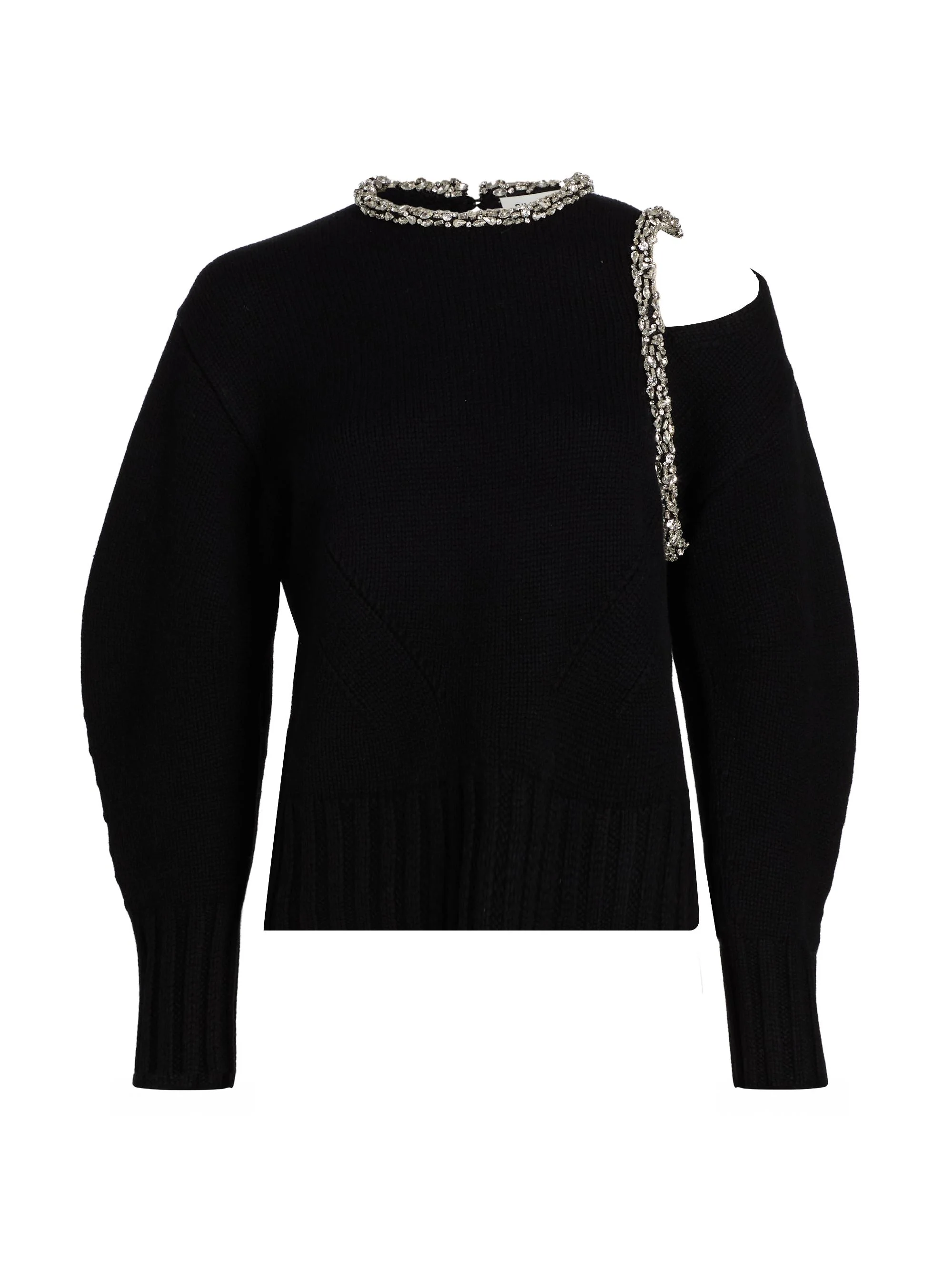 Women's Monroe Embellished Cold-Shoulder Sweater - Black - 1