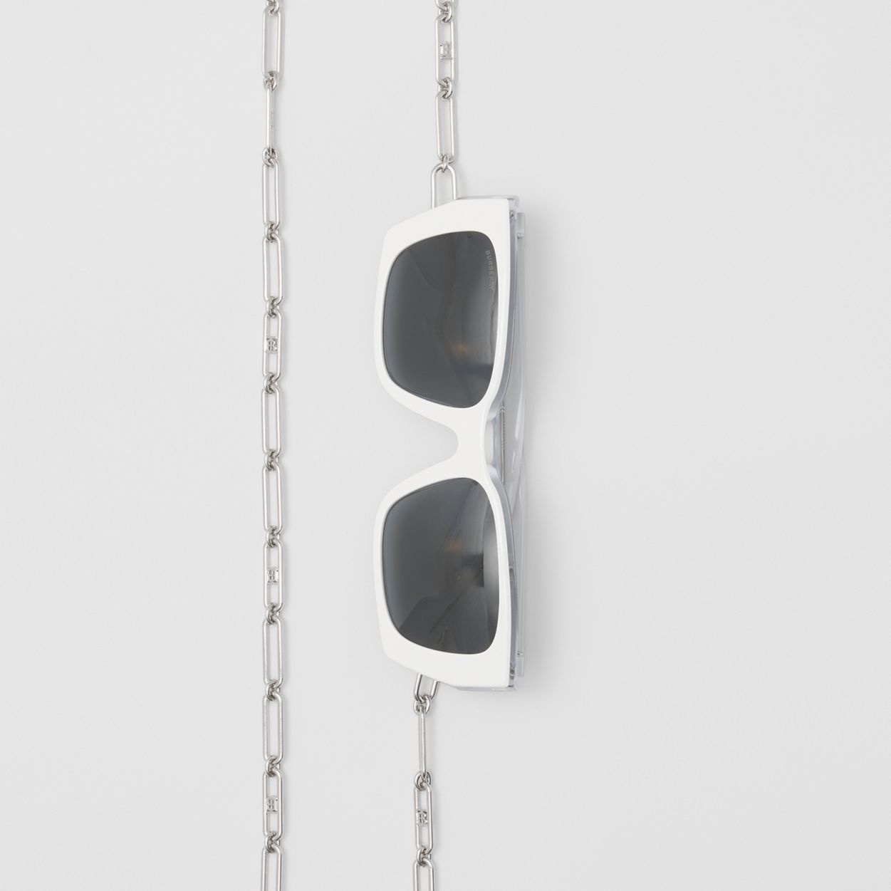 B Motif Rectangular Frame Sunglasses with Chain - 4