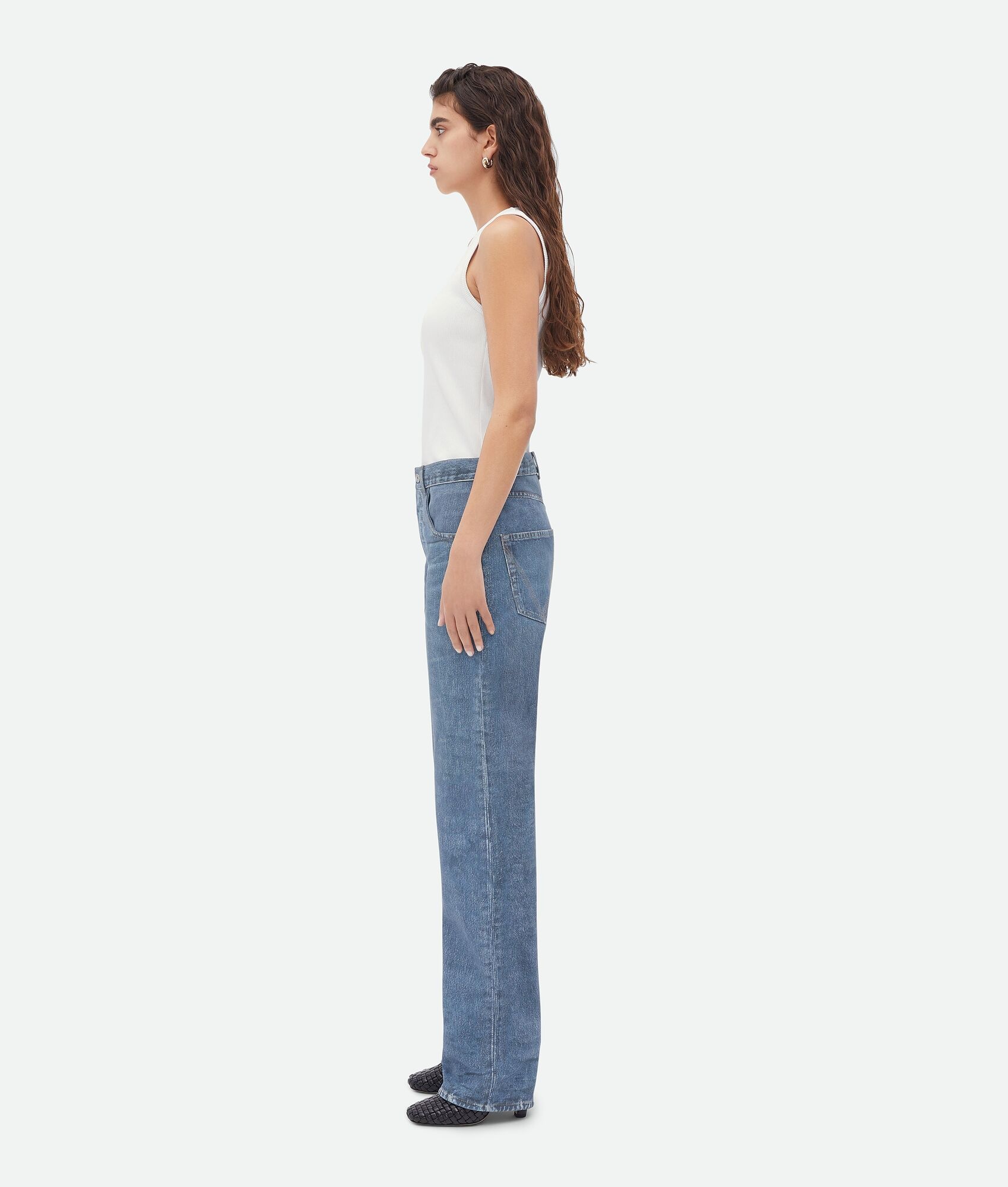 denim-effect printed leather trousers - 2