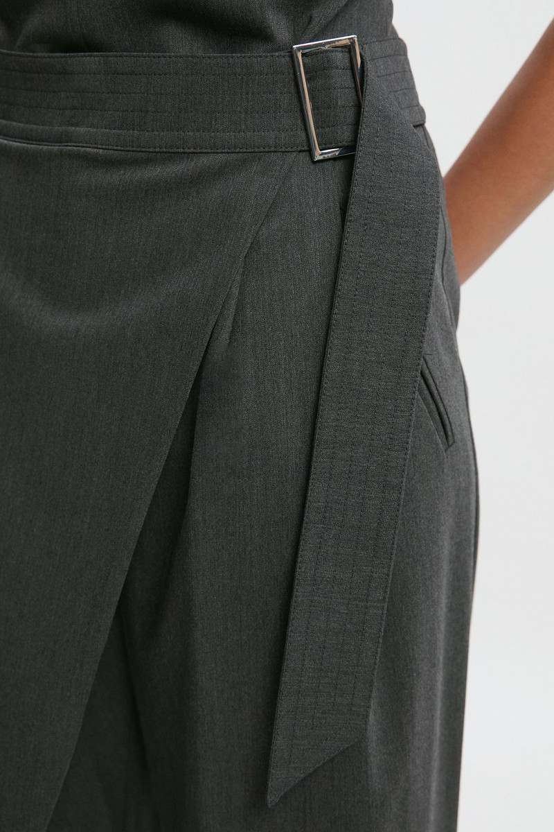 Petite Polished Viscose Belted Tailored Wide Leg 3