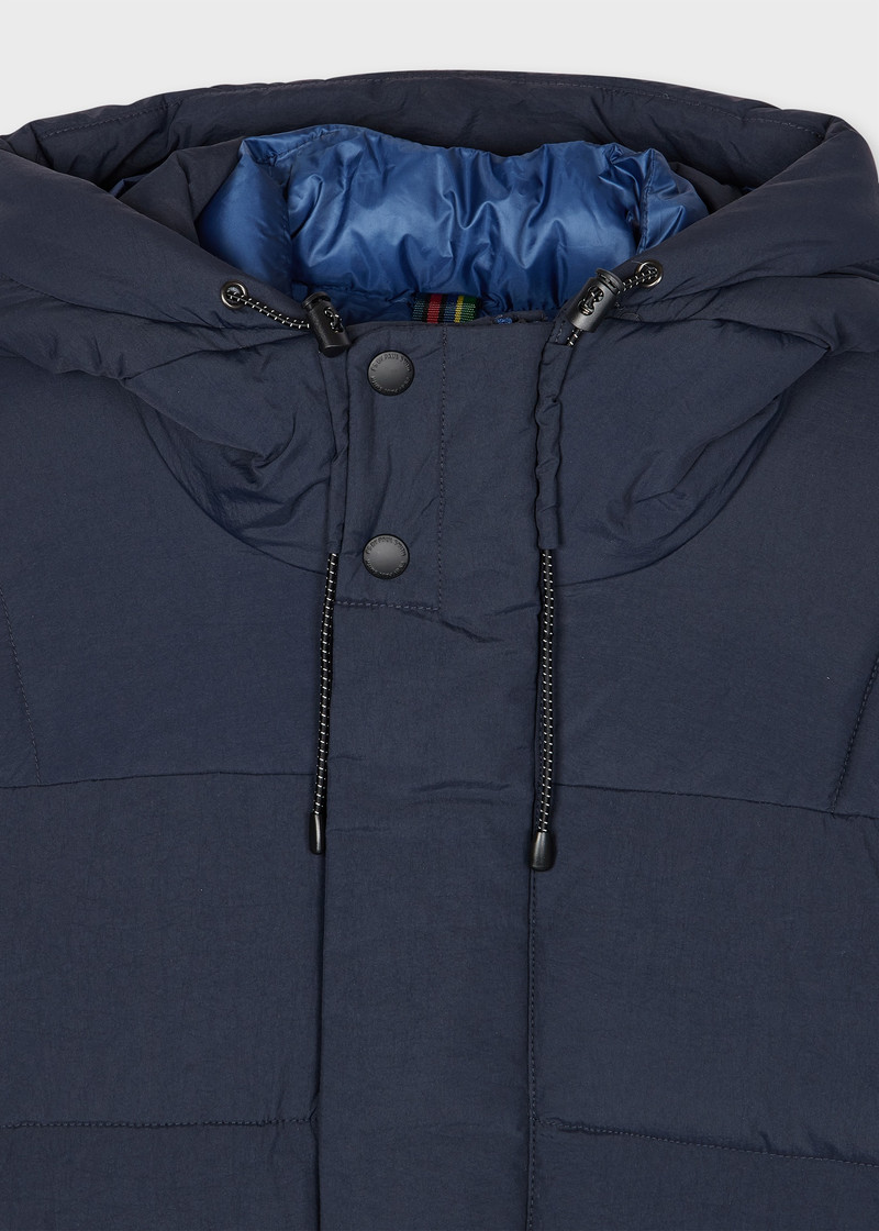 Paul Smith Navy Recycled-Nylon Long Wadded Coat outlook