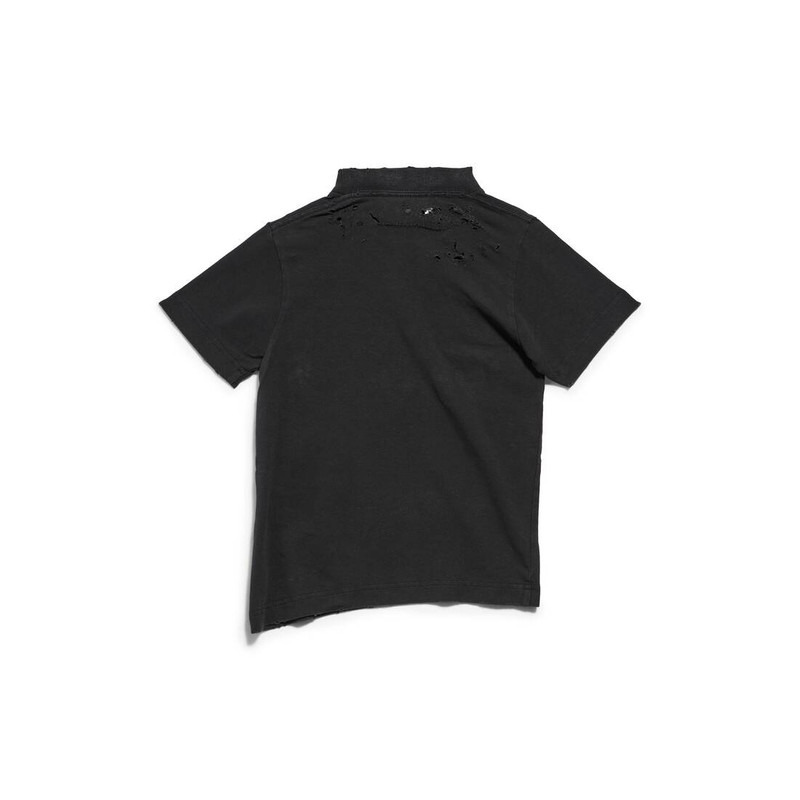 BALENCIAGA Women's Gothic Type Shrunk T-shirt Bodycon Fit in Black/white outlook