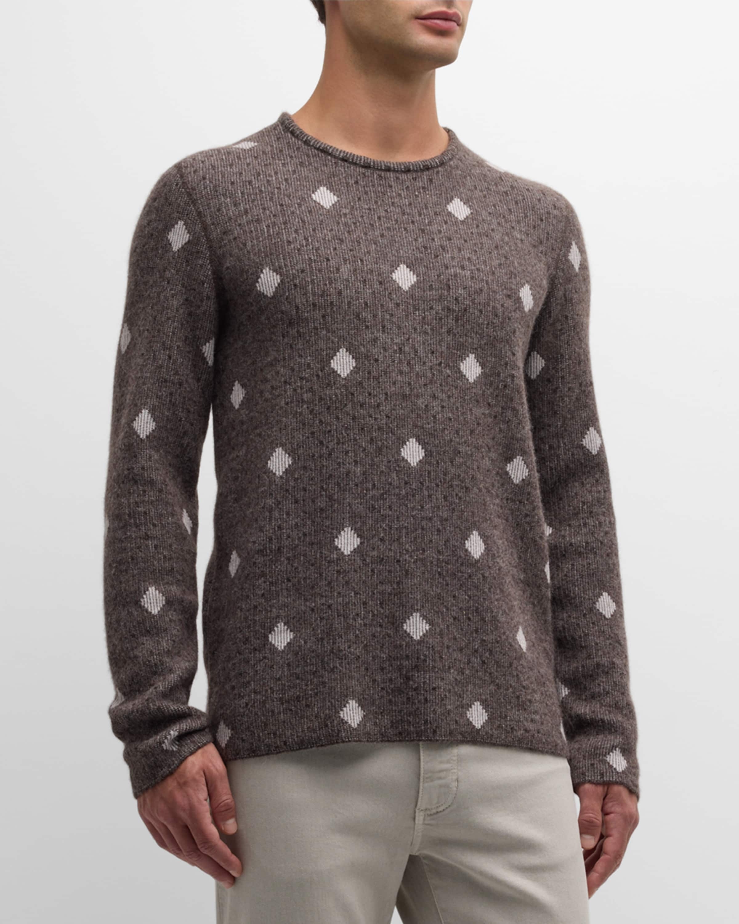 Men's Diamond Jacquard Cashmere-Blend Sweater - 2