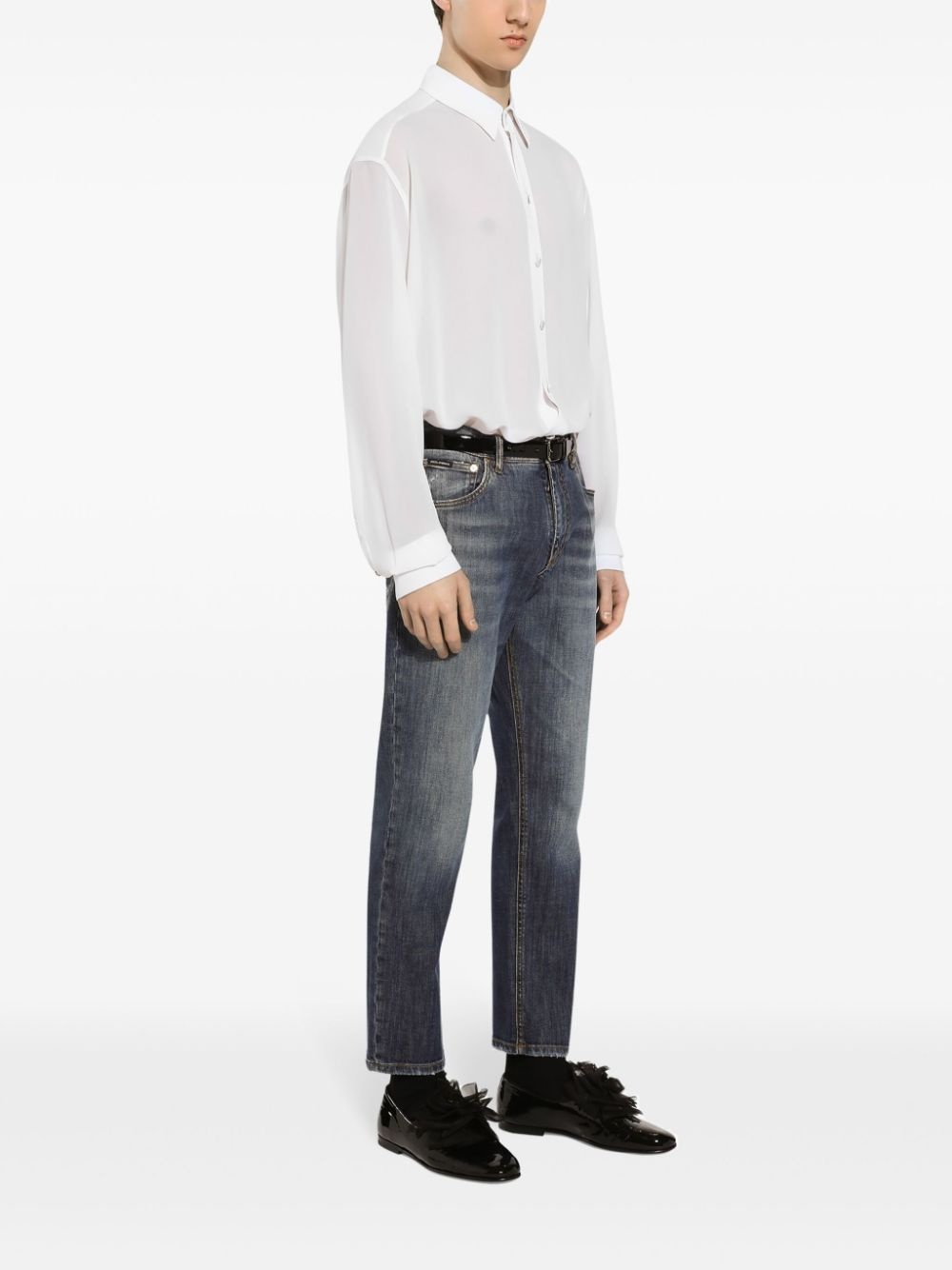 washed tapered jeans - 3