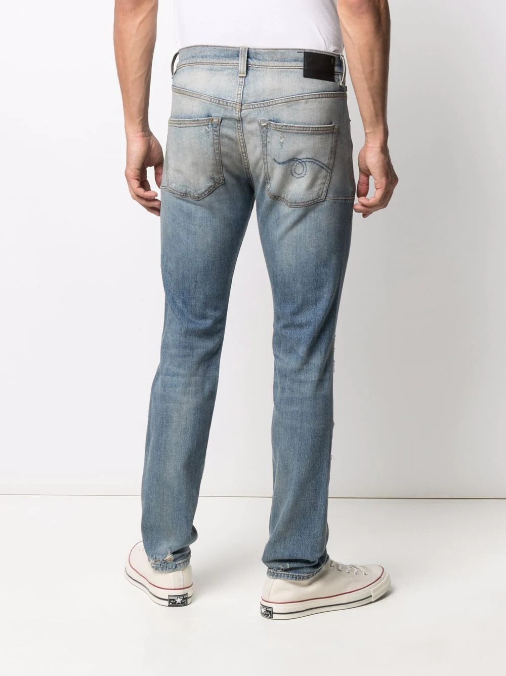 distressed-effect straight-leg jeans - 4