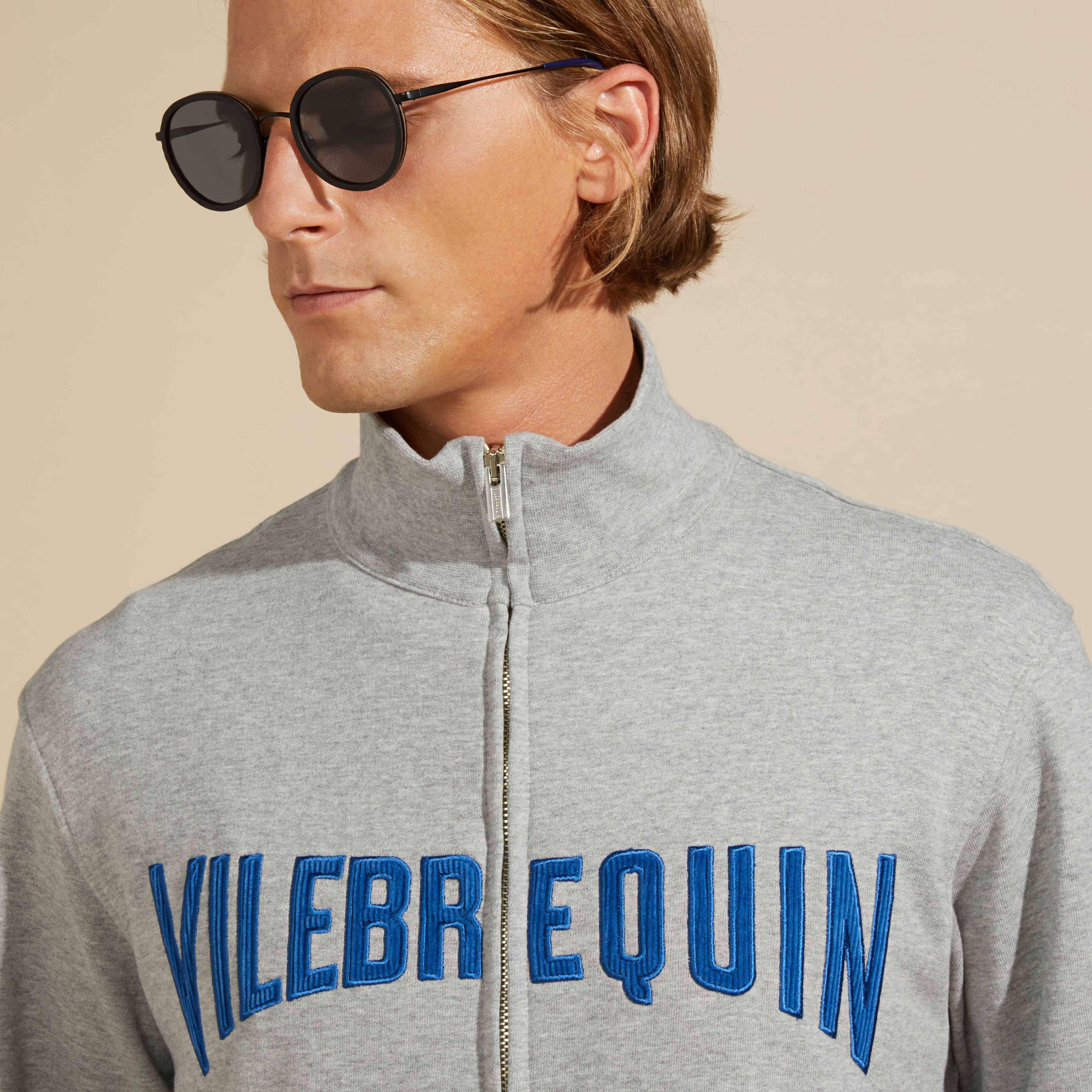 Men Front Zip Sweatshirt Embroidered Logo Velvet Starlettes - 6