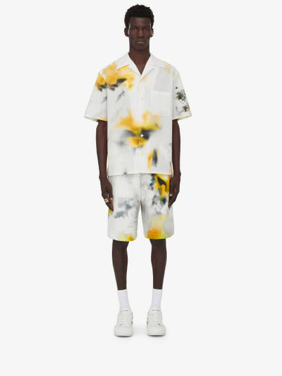 Alexander McQueen Men's Obscured Flower Bowling Shirt in White/yellow outlook