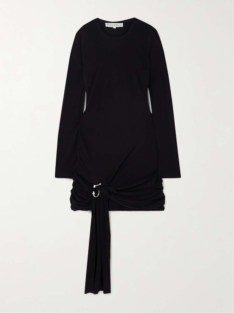 Embellished draped jersey mini dress 1