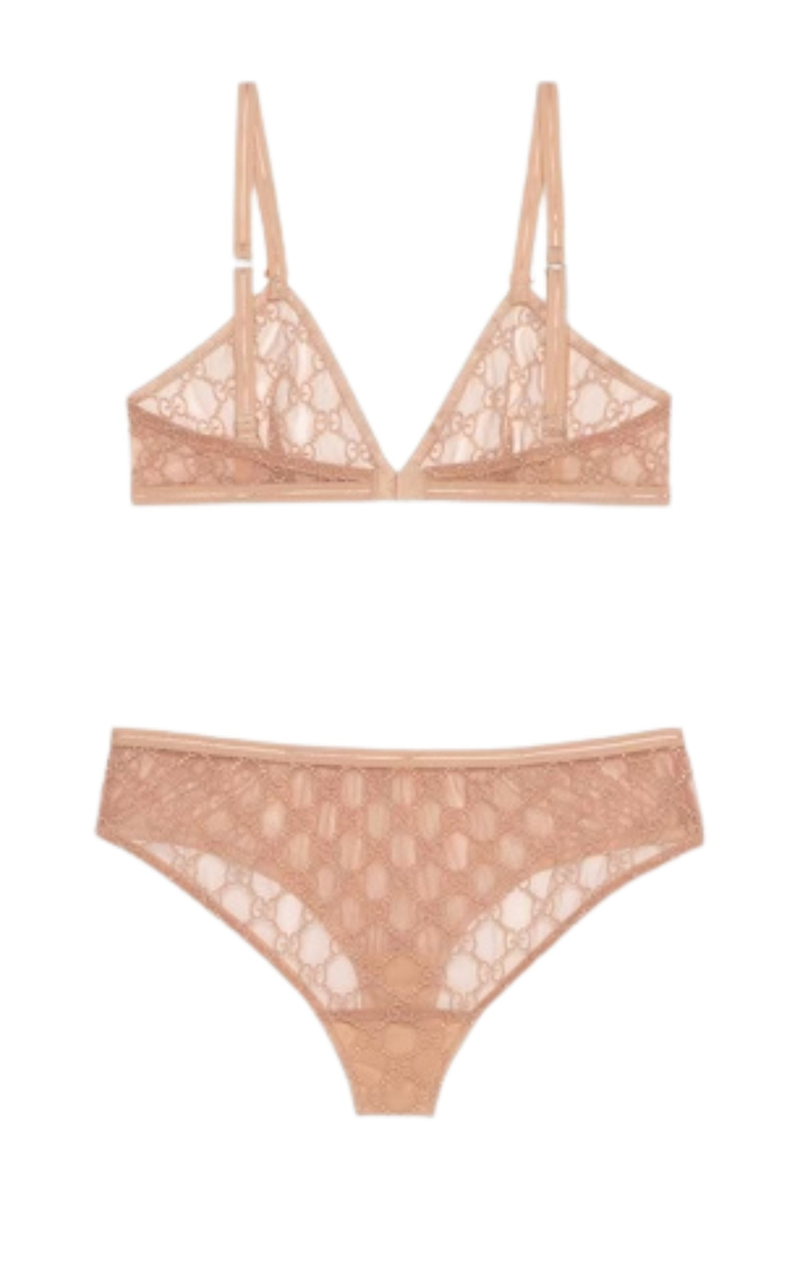 GG All Over Embroidered Tulle Lingerie Set - 2