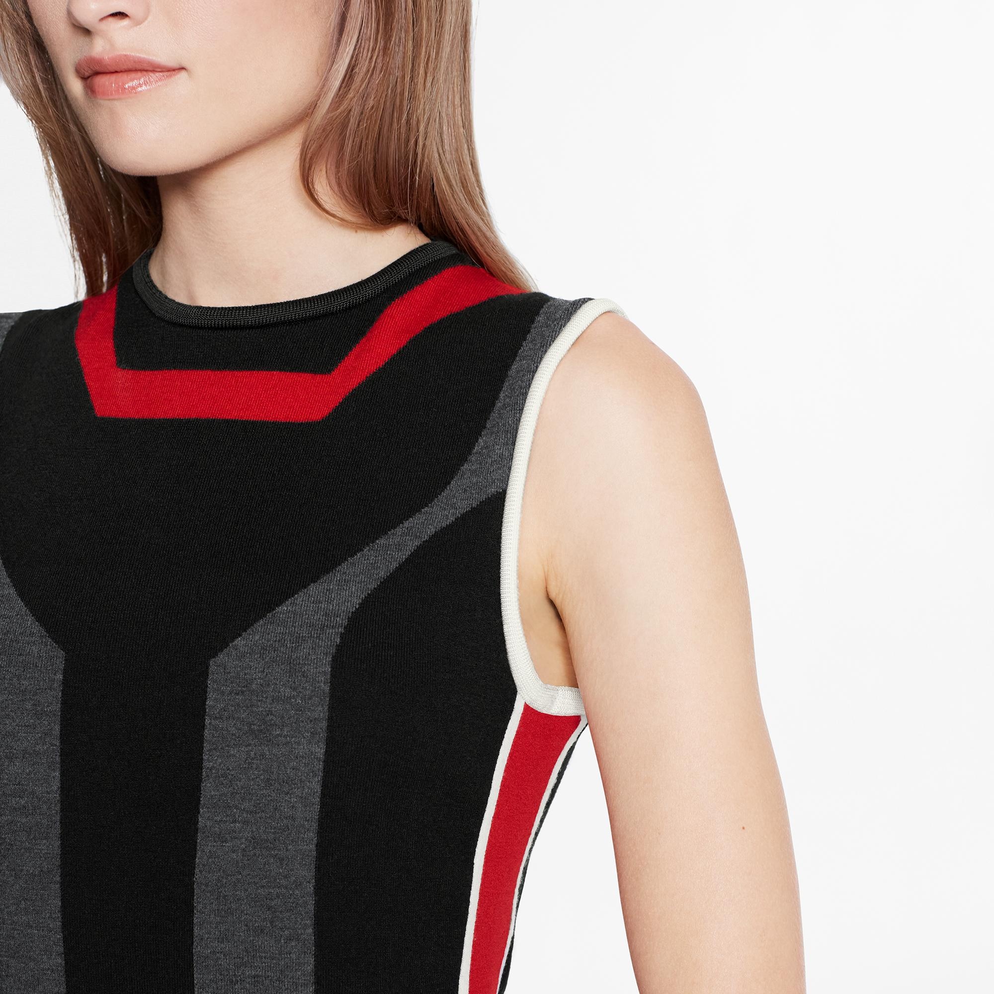 Geometric Body-Conscious Intarsia Knit Dress  - 3