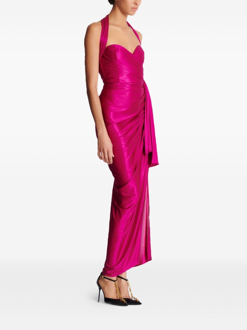 draped jersey midi dress - 3