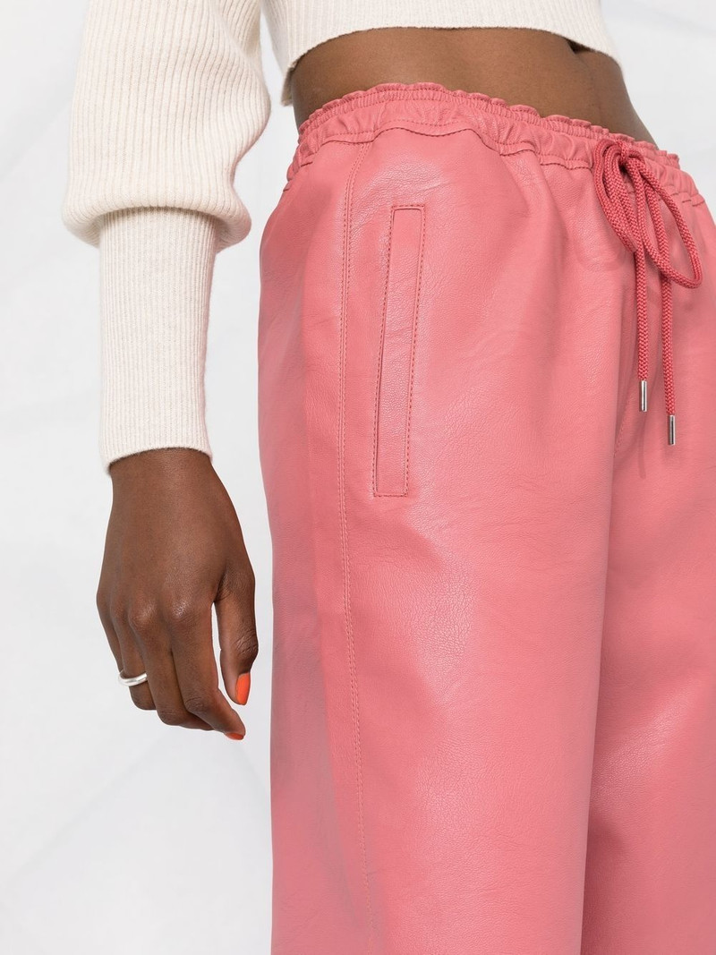 faux-leather tapered trousers 5