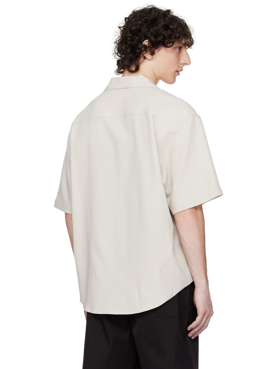 Gray Cotton Camp Collar Shirt - 3