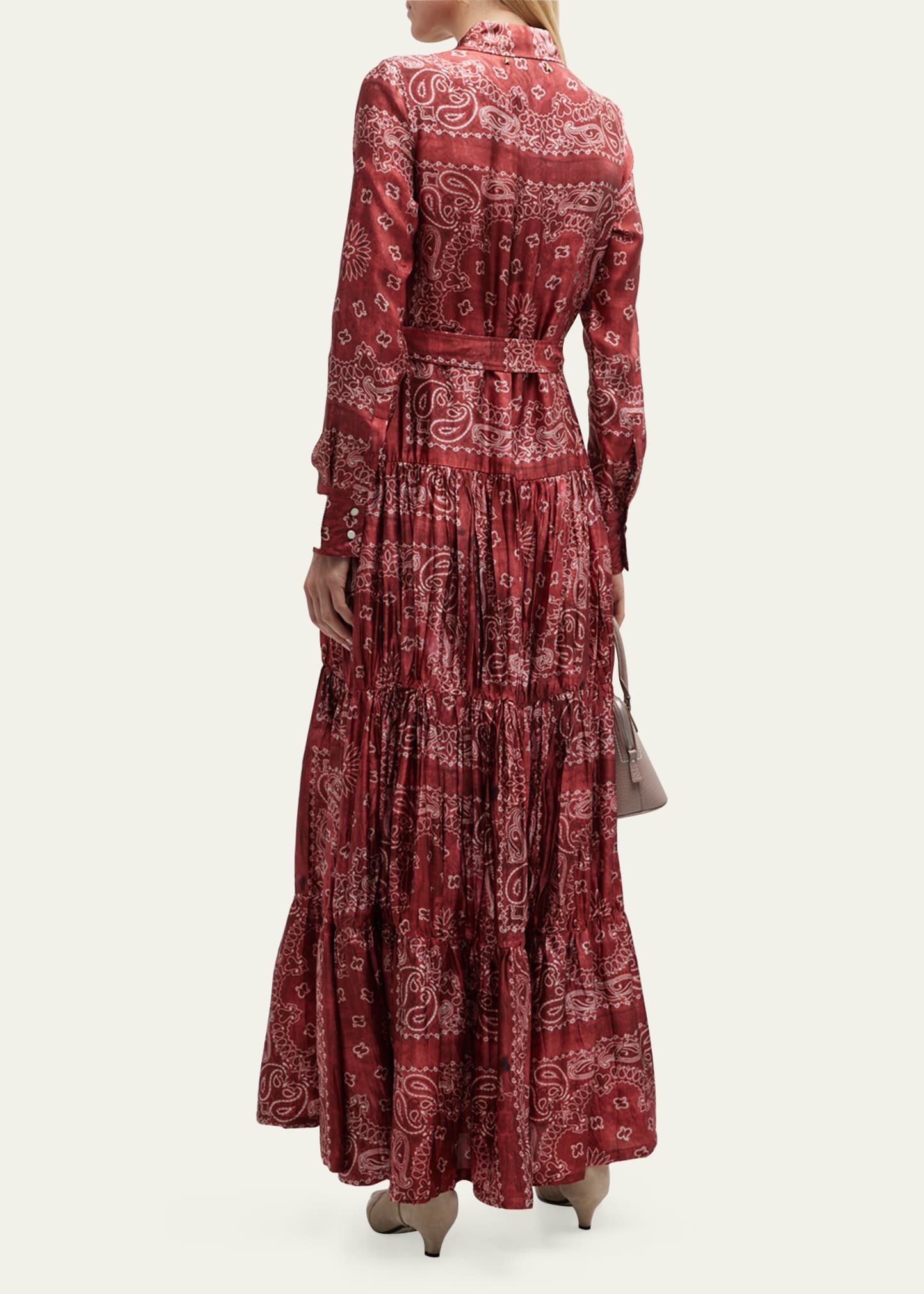 Golden Bandana-Print Long Shirtdress - 3