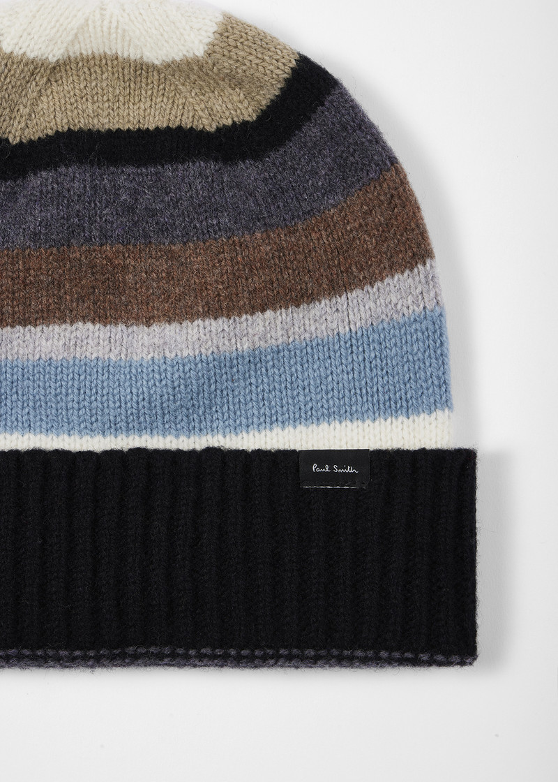 Black and Blue 'Seasonal Stripe' Beanie and Scarf 3