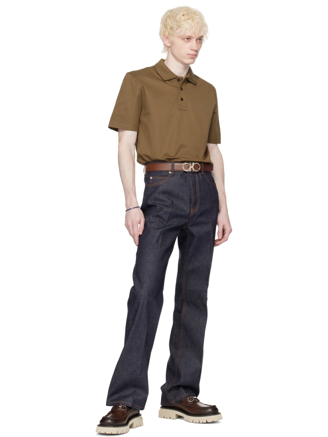 Brown & Black Gancini Reversible Belt - 3