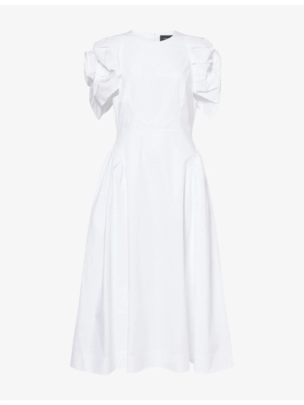 Rose Puff-Sleeve Cotton Midi Dress - 1