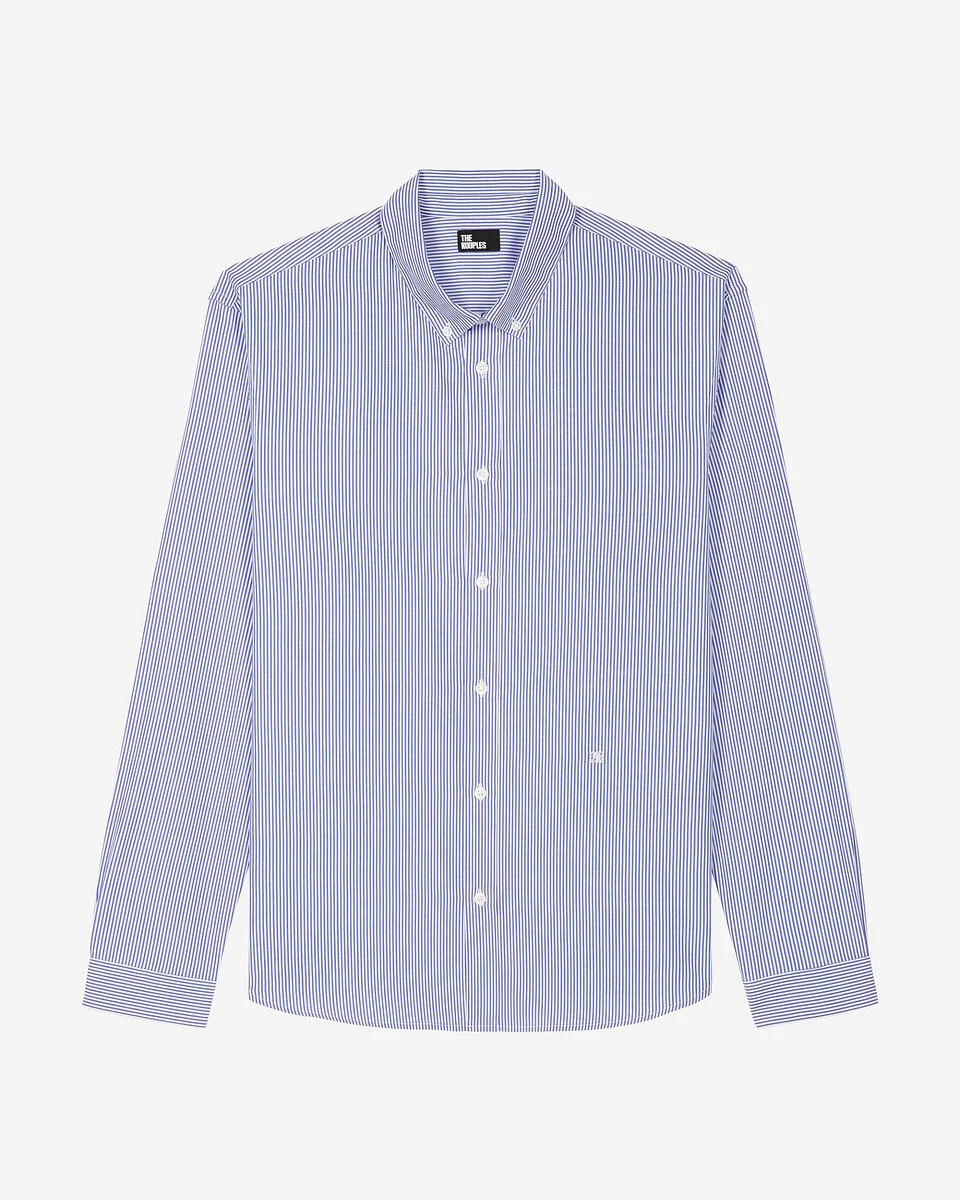 WHITE AND BLUE STRIPED SHIRT - 1