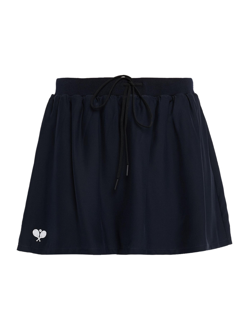 Women's The Tennis Drawstring Silk Skirt - Navy 1
